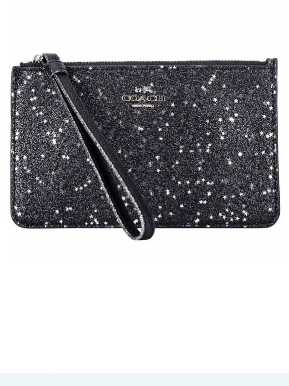 Coach F22705 Black Glitter Star Wristlet